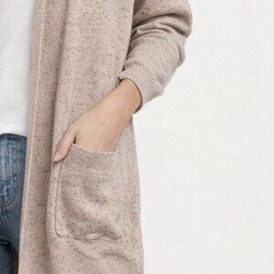 H&M Light Dusty Pink Melange Open-front Cardigan with Pockets - Medium